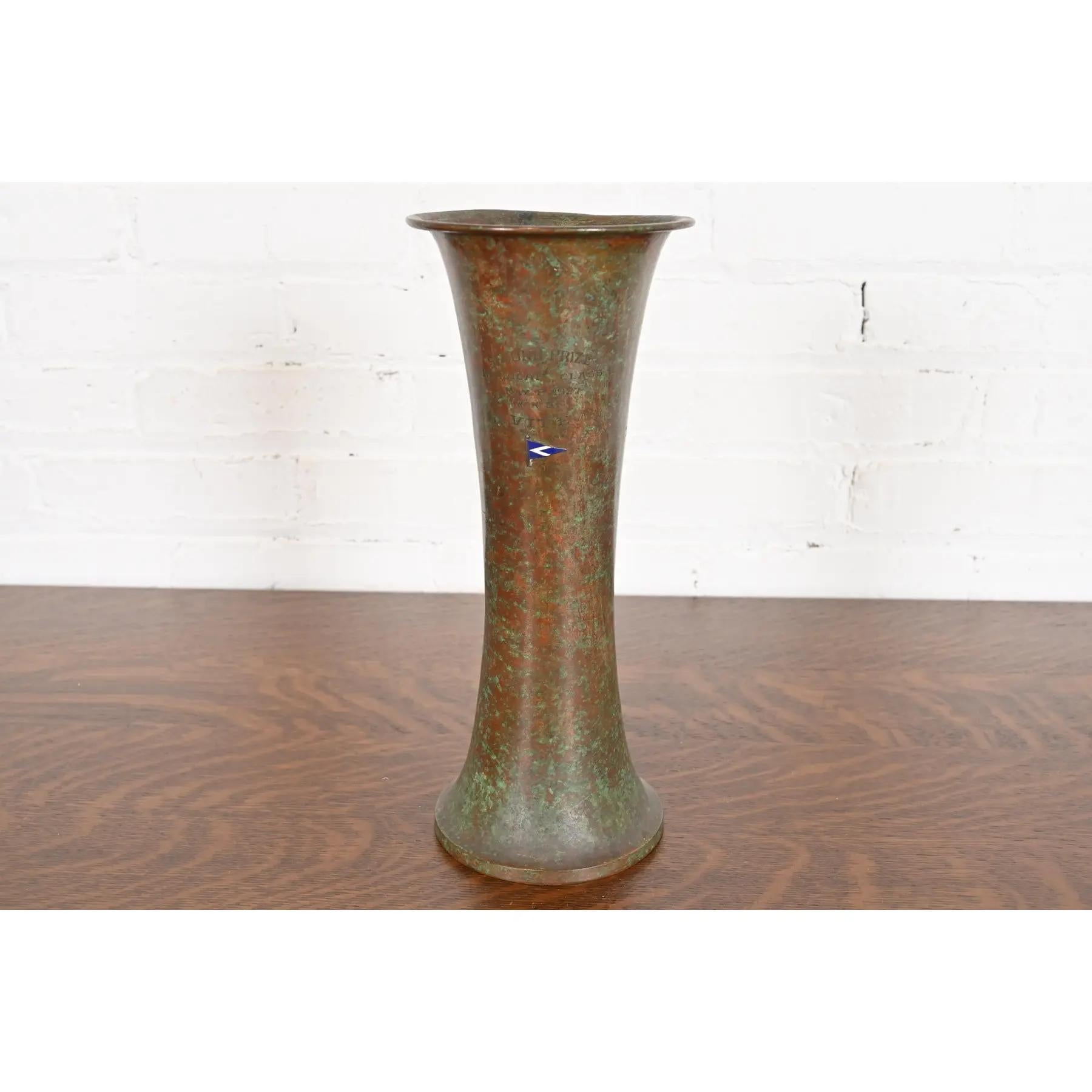 Silver Crest Arts & Crafts Sterling Silver on Bronze Vase For Sale 3