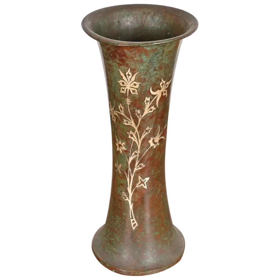 Silver Crest Arts & Crafts Sterling Silver on Bronze Vase
