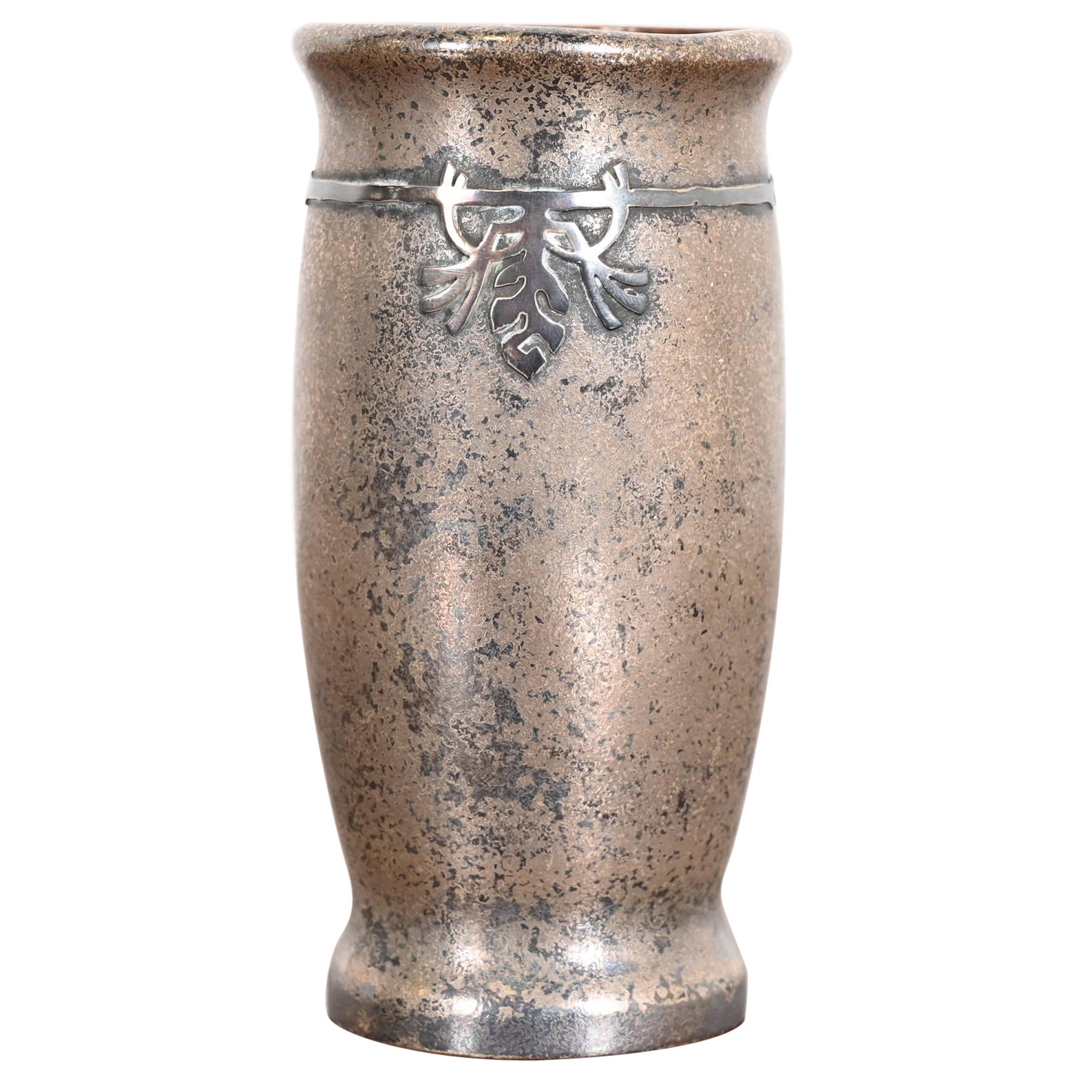 Silver Crest Arts & Crafts Sterling Silver on Bronze Vase