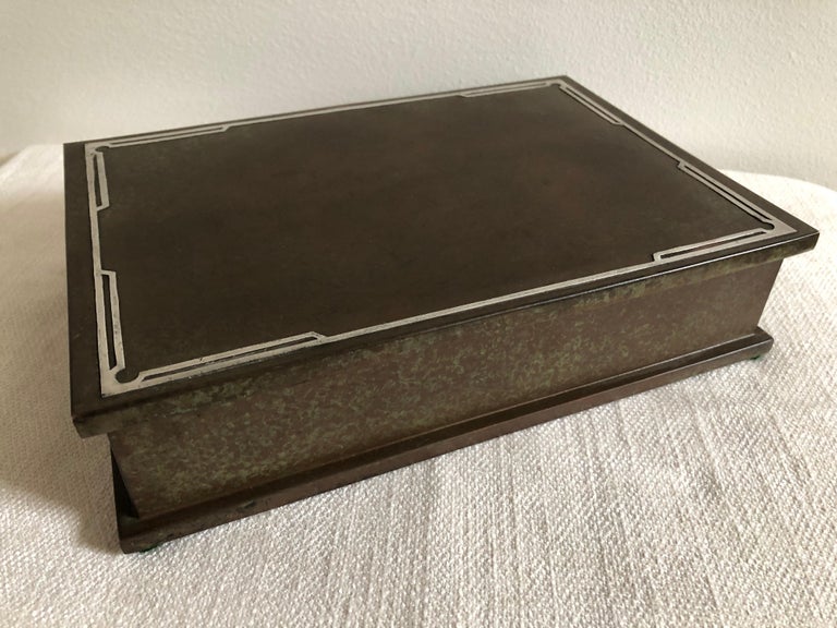 Silver Crest Men's Humidor Box Bronze and Sterling For Sale at 1stDibs