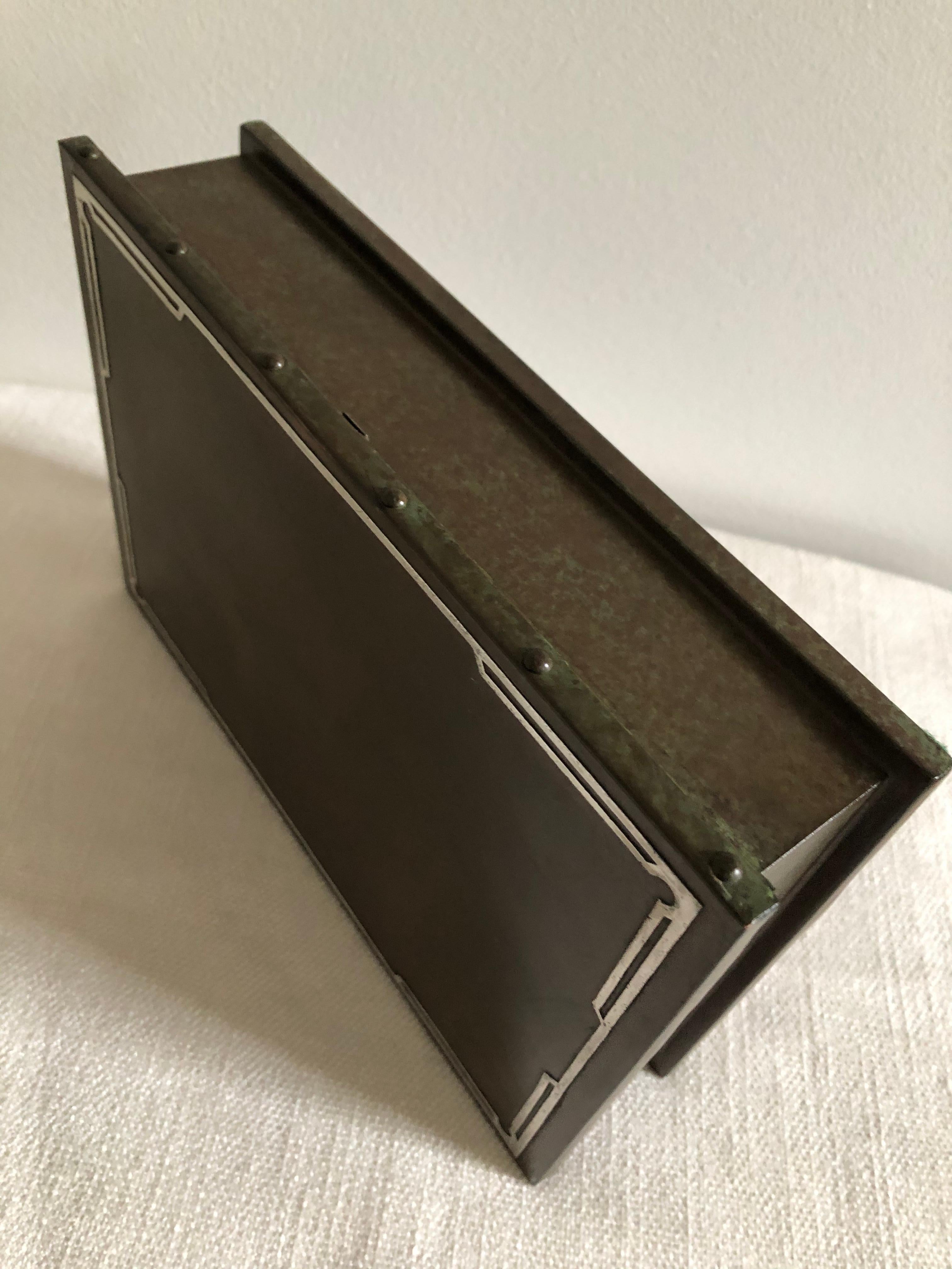 Silver Crest Men's Humidor Box Bronze and Sterling In Good Condition For Sale In Westport, CT