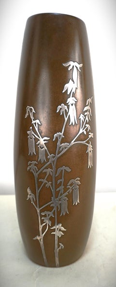 Silver Crest Silver on Bronze Arts & Crafts Art Nouveau Vase