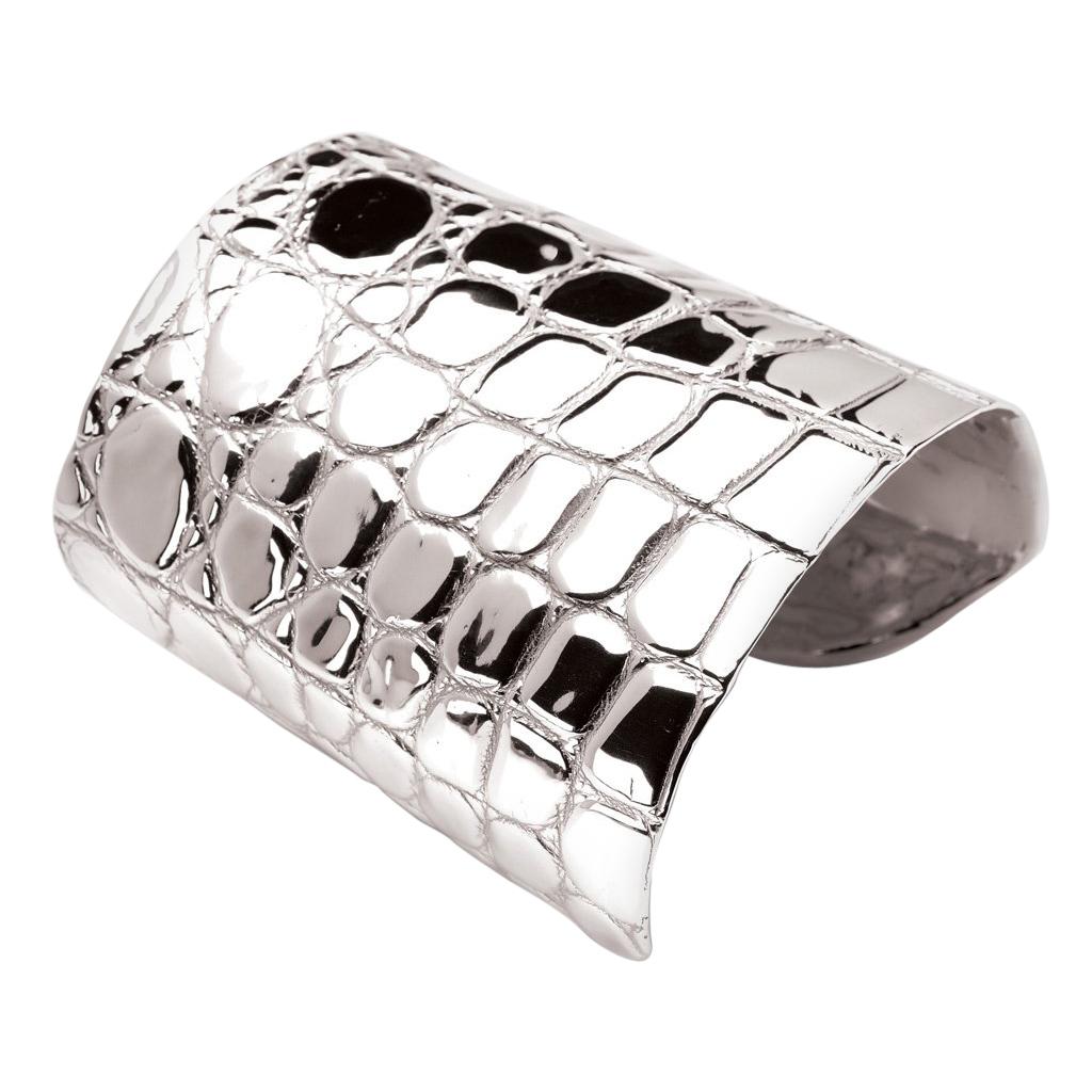 Silver Croc Belly Cuff Bracelet  For Sale