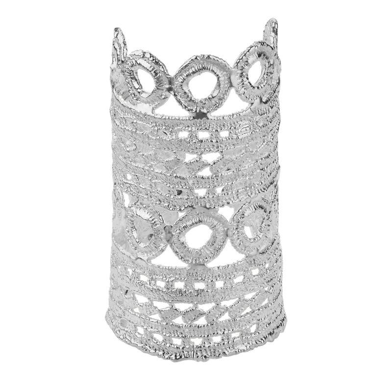 Silver Crochet Avalon Large Cuff Bangle Bracelet