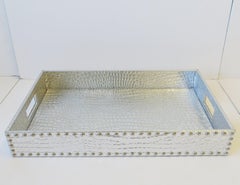 Crocodile Alligator Style Serving or Storage Tray with Nailhead Design