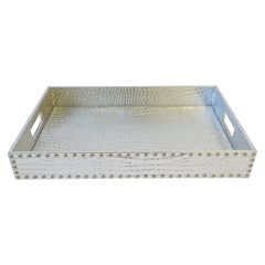 Crocodile Alligator Style Serving or Storage Tray with Nailhead Design