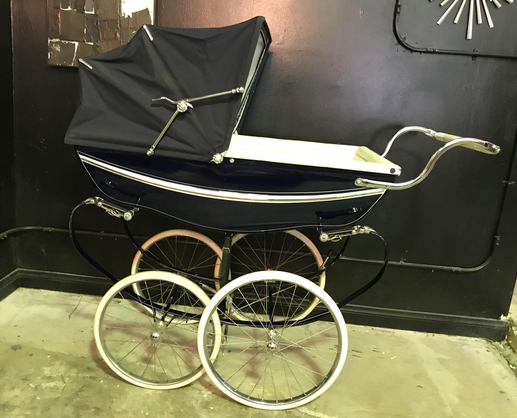 The ultimate luxury in baby carriage prams. The silver cross Balmoral pram is handcrafted in the original Silver Cross factory in Yorkshire, England. This exquisite carriage is handmade, finely detailed, handstitched, and hand polished. The finished