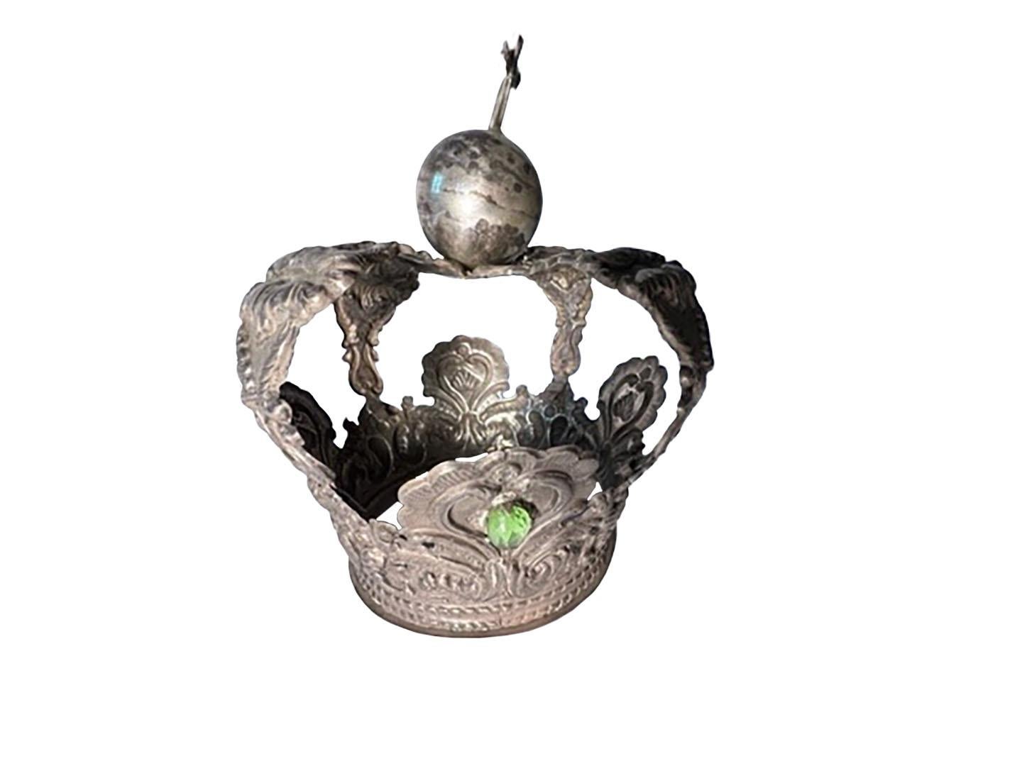 20th Century Silver Crown with Colored Jewels For Sale