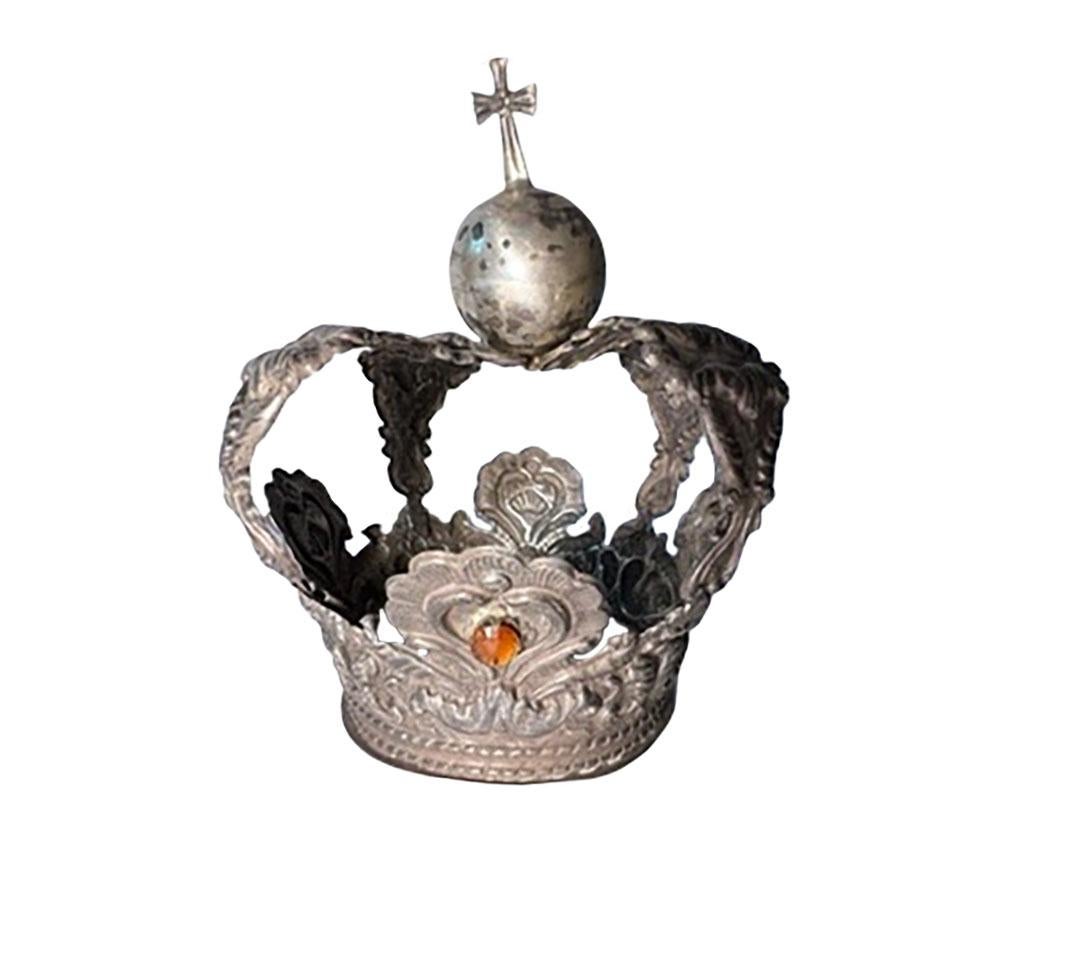 Silver Crown with Colored Jewels For Sale 2