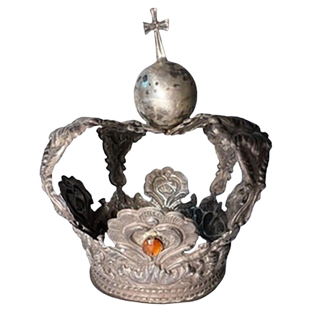 Silver Crown with Colored Jewels For Sale