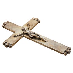 Silver crucifix with applied balls and suspension ring