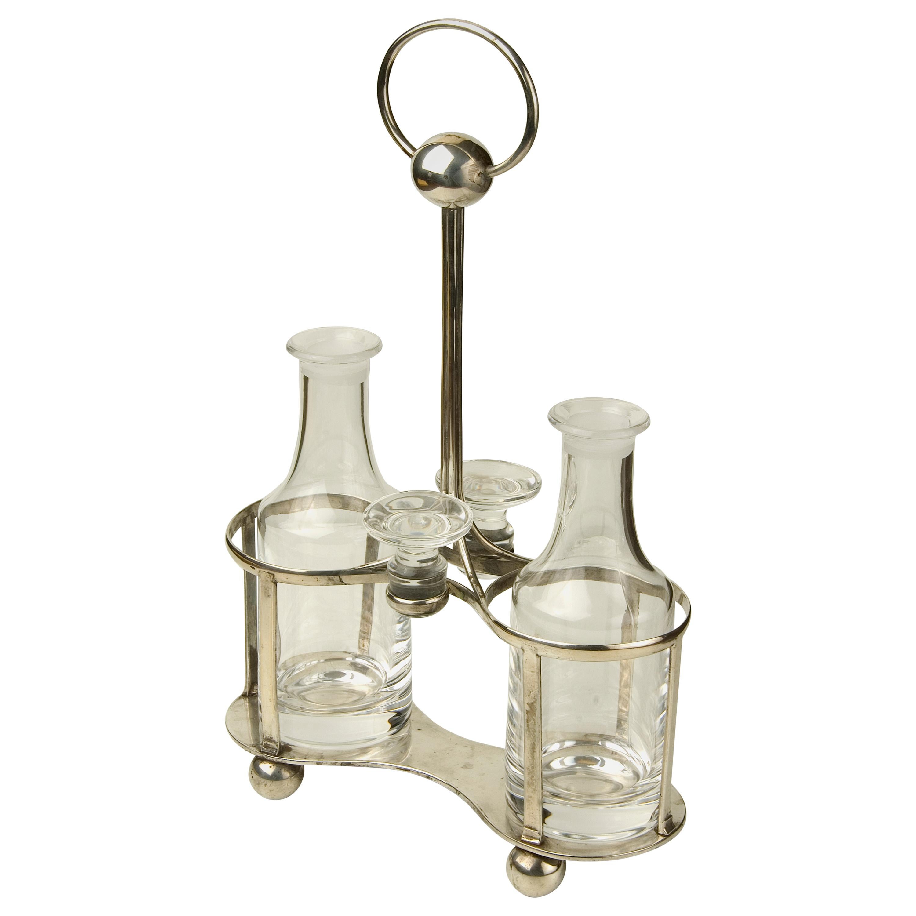 Silver Cruet Stand, García Calvo, Valladolid, Spain, circa 1900, with Hallmarks For Sale