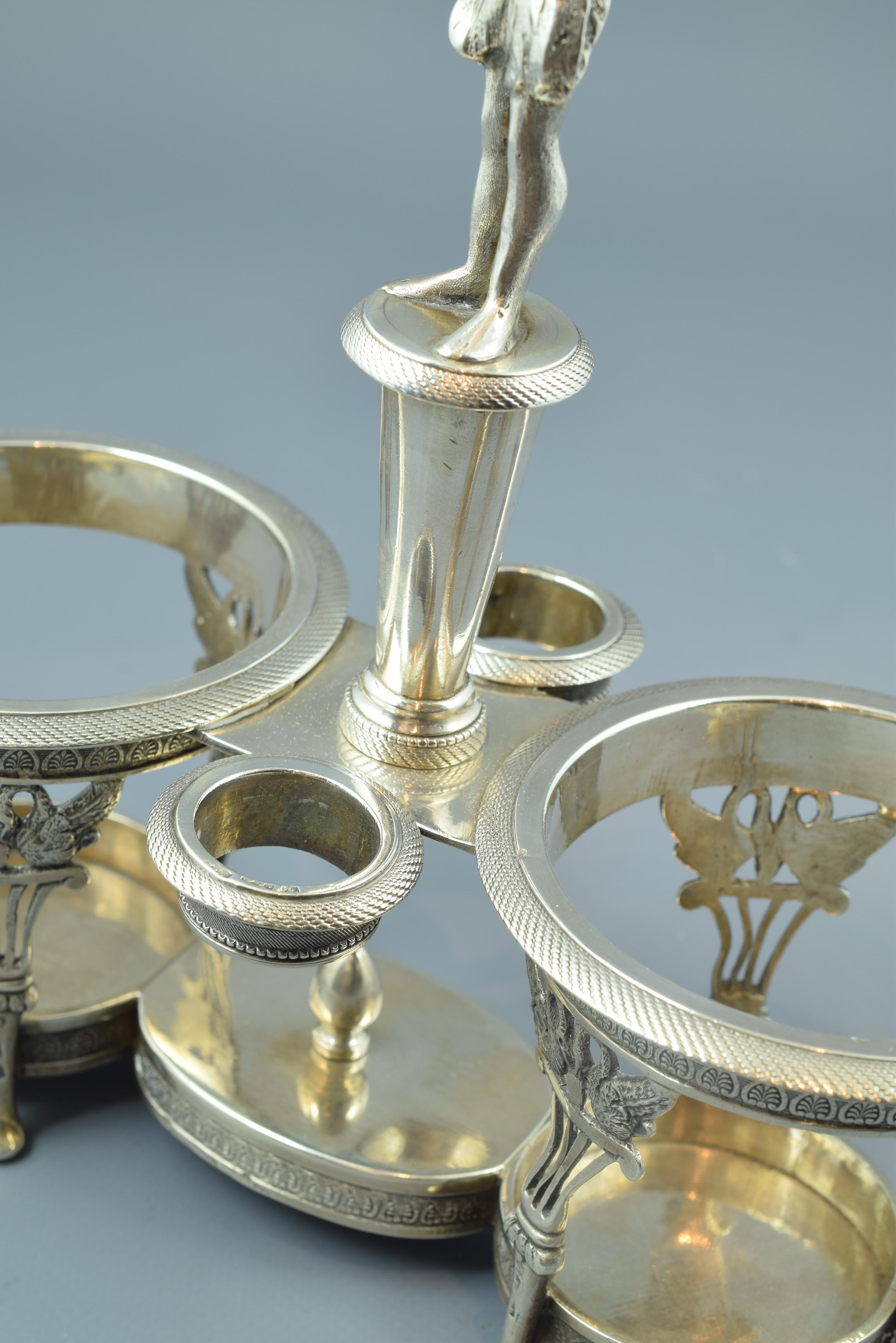 Spanish Silver Cruet Stand, Santander, Spain, 19th Century For Sale