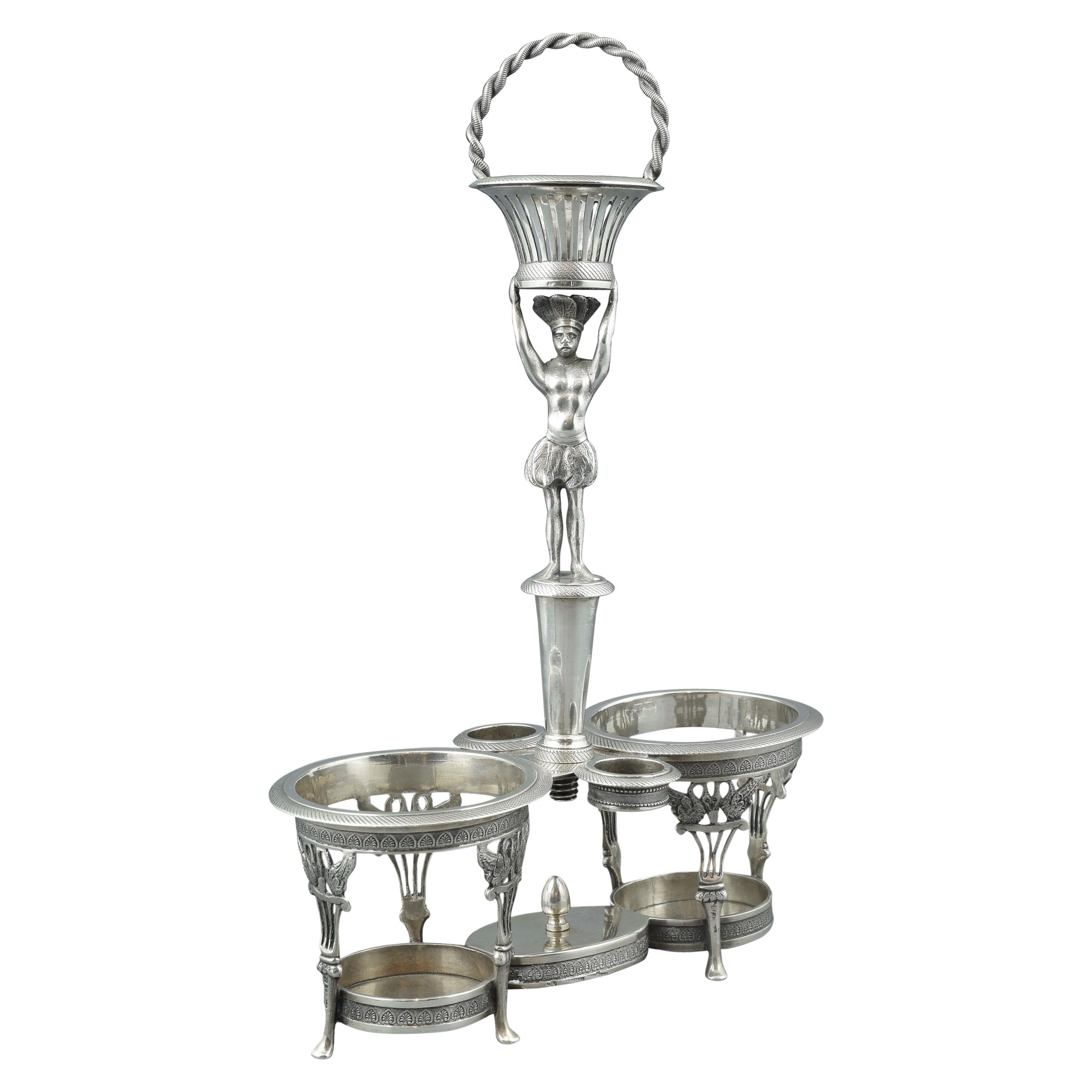 Silver Cruet Stand, Santander, Spain, 19th Century For Sale