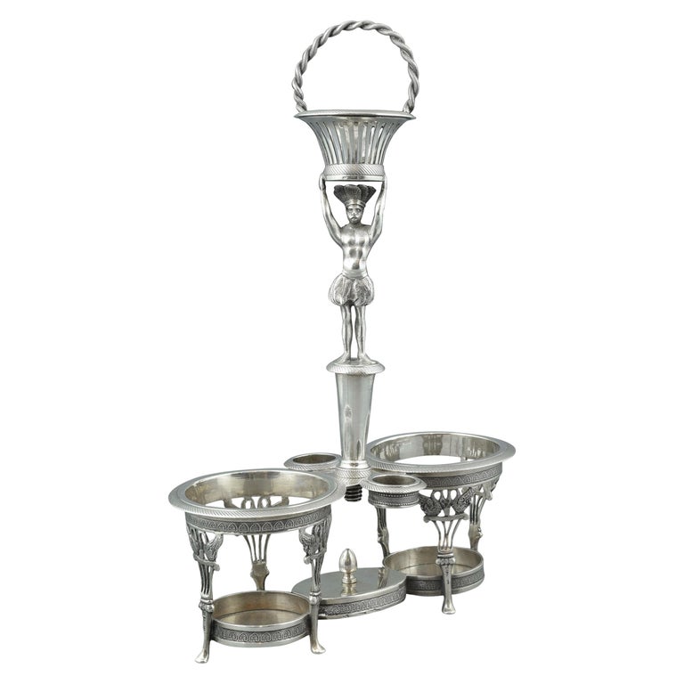 Silver Cruet Stand, Santander, Spain, 19th Century For Sale at 1stDibs