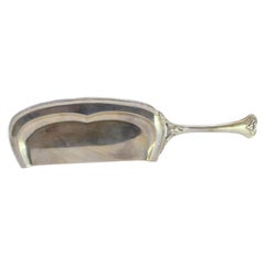 Silver crumb collector with reliefs on the handle and wrapped in a pearly frieze