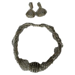 Conjunto de pendientes y collar de cuentas de cristal plateado de Daniel Swarovski