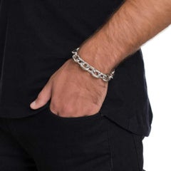 Jack Vartanian White Rhodium Silver Plated Unisex Link Bracelet, 8\"
