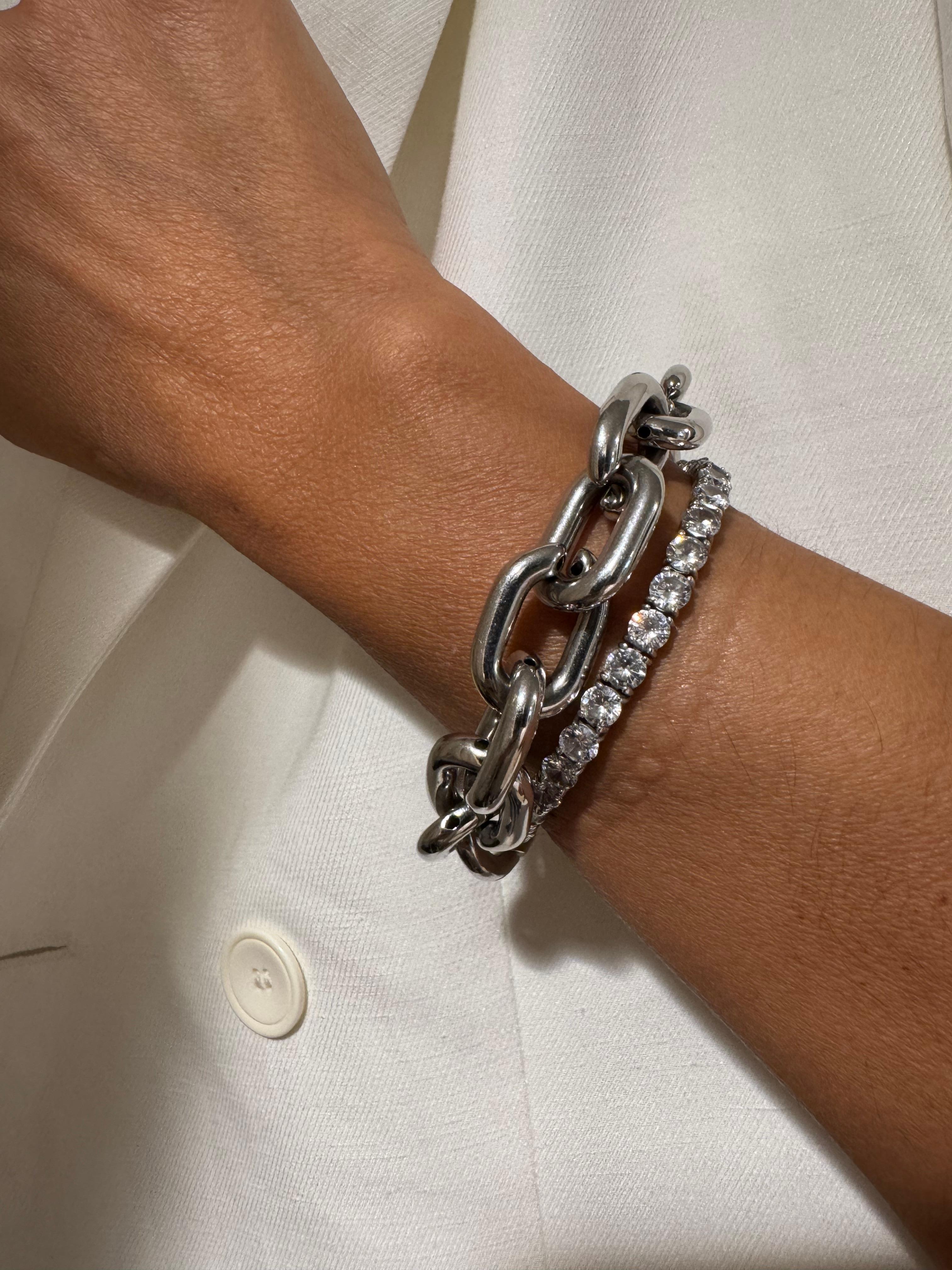 Bracelet cubain en argent en vente 2