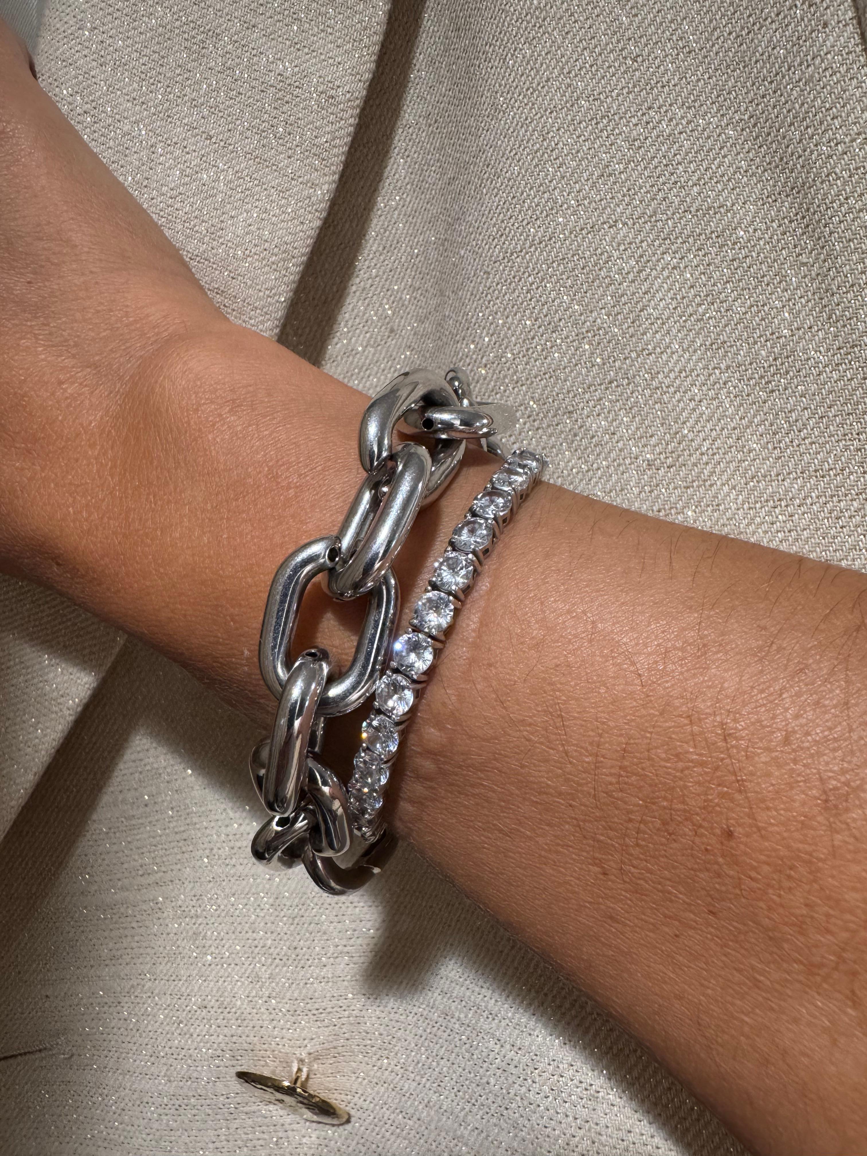Bracelet cubain en argent en vente 3