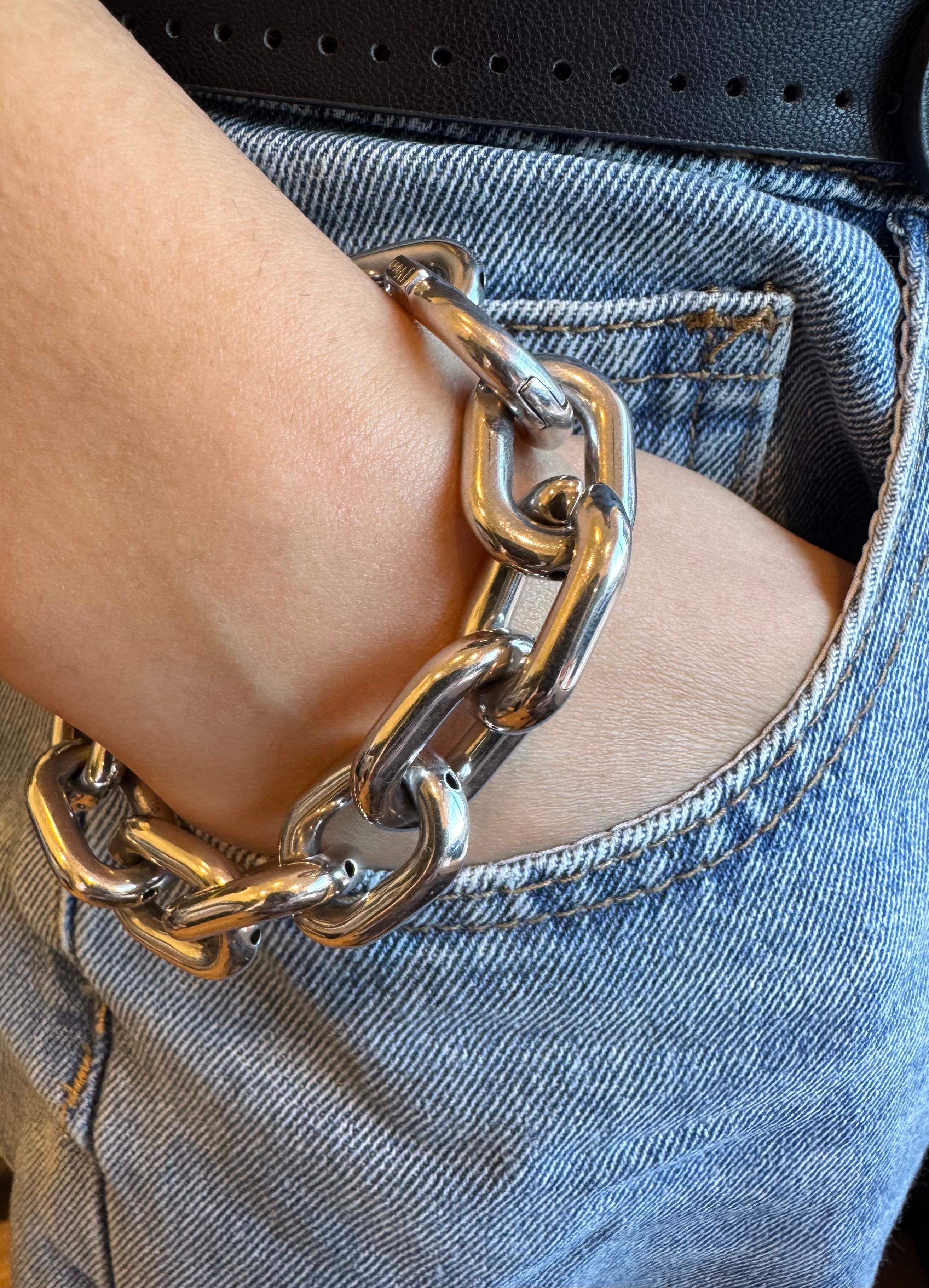 Bracelet cubain en argent en vente 1