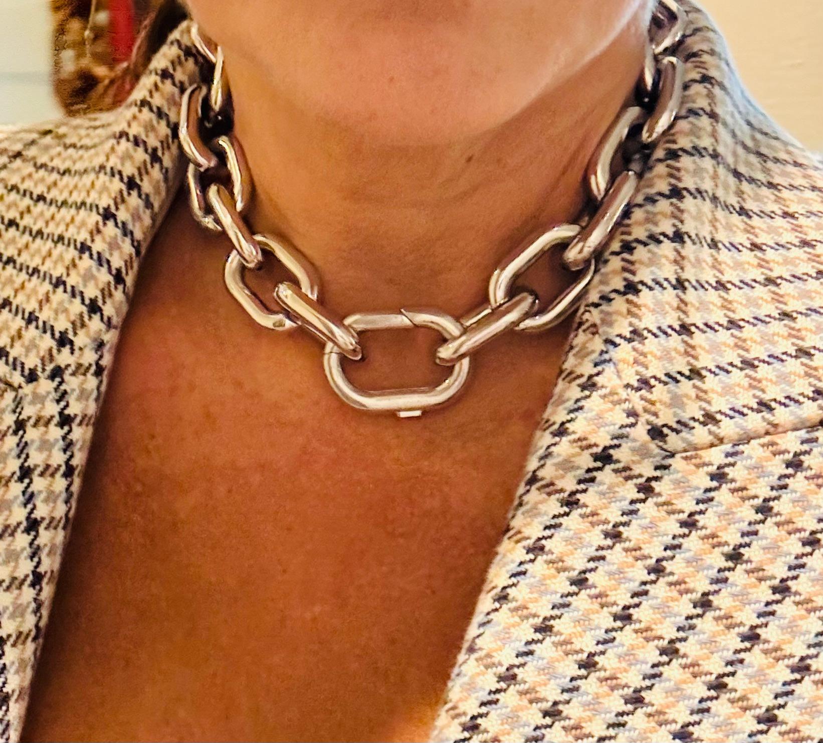 Collier cubain en argent en vente 3