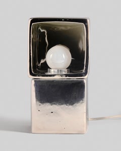 Silver Cubes Soft Dimmable Light Ceramic Contemporary Table Lamp