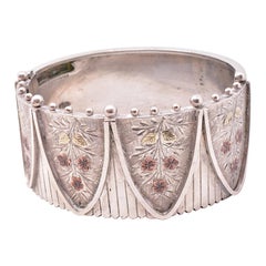 Bracelet manchette en argent avec accents en or 2 couleurs