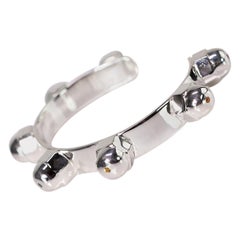 Silver Cuff Brutalist Bracelet Stud Open Bangle Diamond Sapphire Emerald Chakra