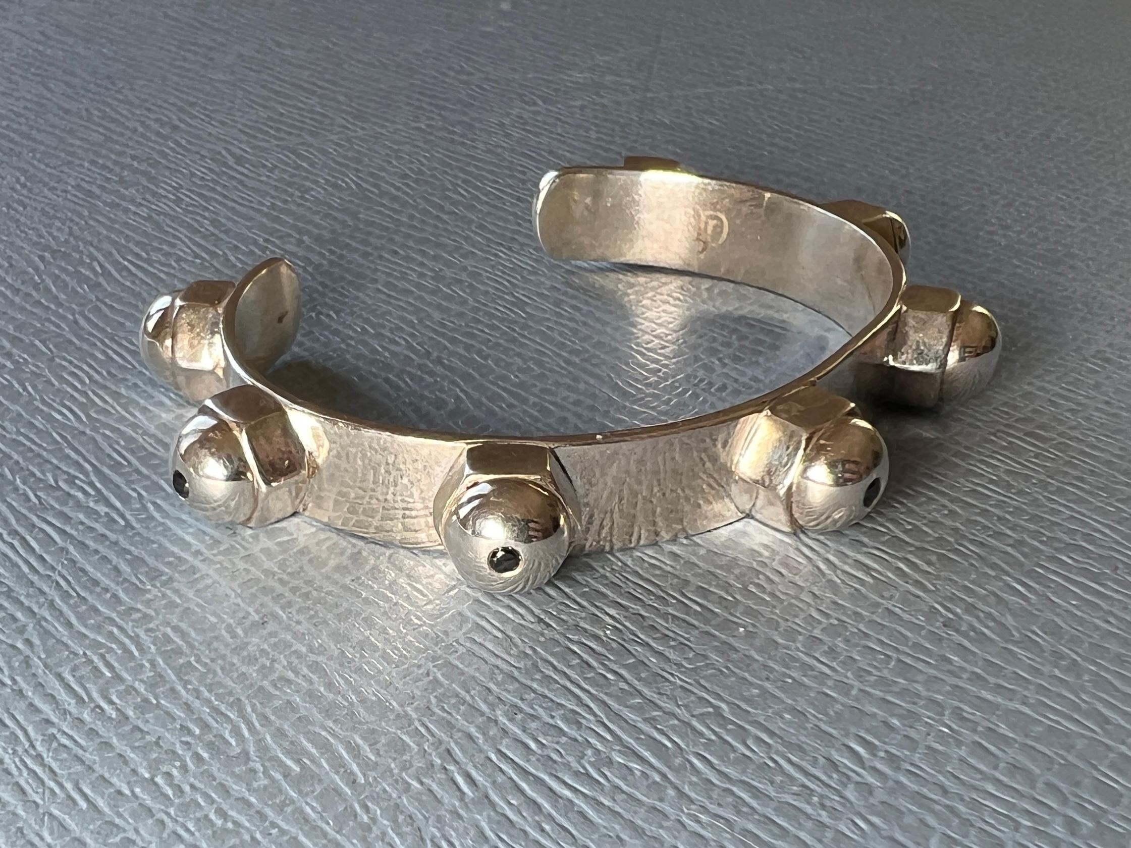 Diamond  Sapphire Cuff Bracelet Stud Chakra For Sale 2