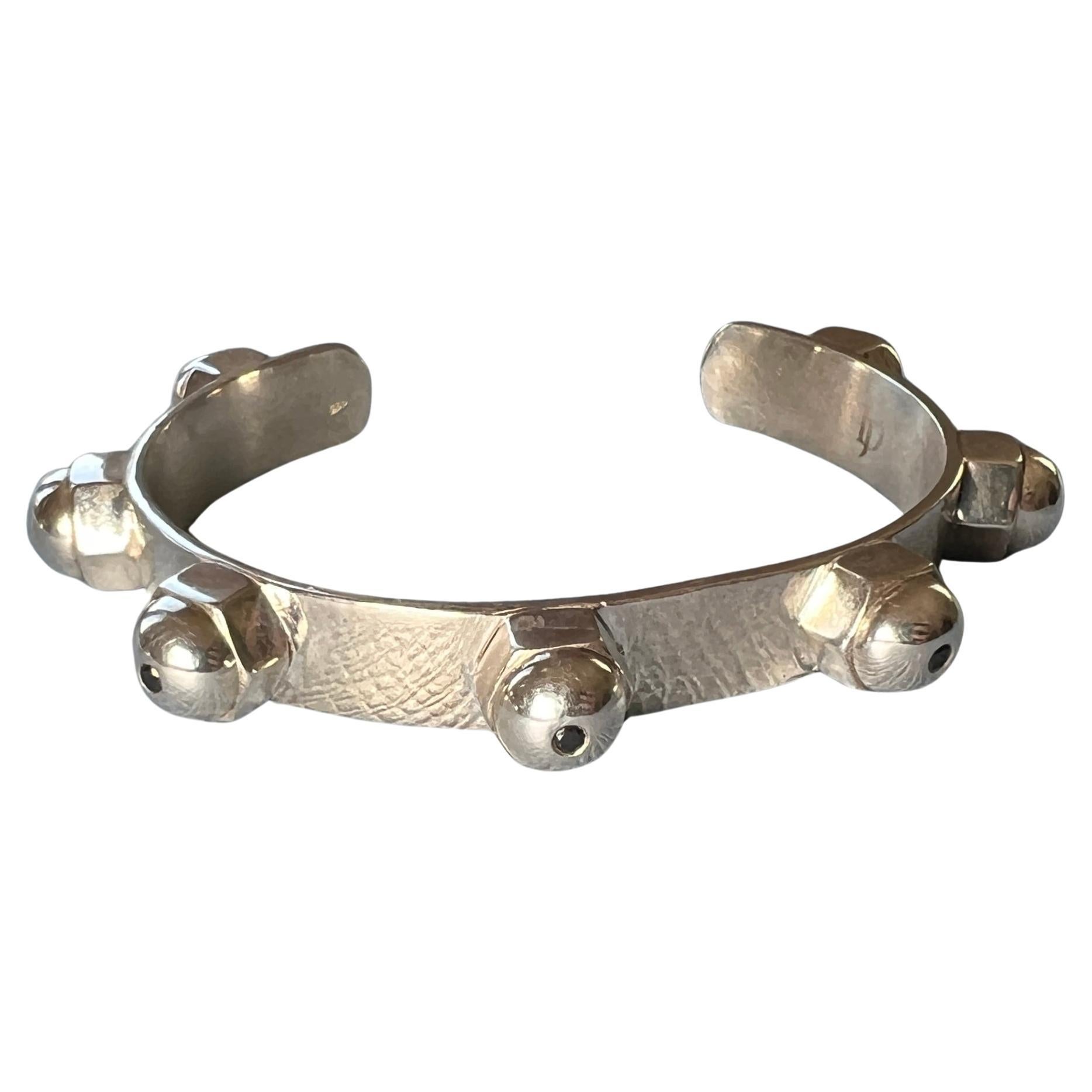 Diamond  Sapphire Cuff Bracelet Stud Chakra