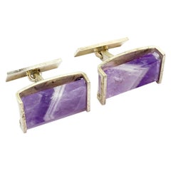 Silver Cufflinks by Elis Kauppi for Kupittaan Kulta, Finland, Amethyst