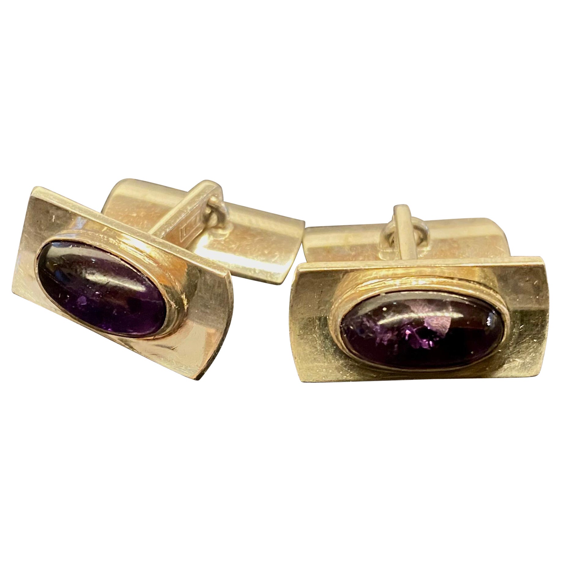 Silver Cufflinks by Elis Kauppi for Kupittaan Kulta, Finland, Amethyst