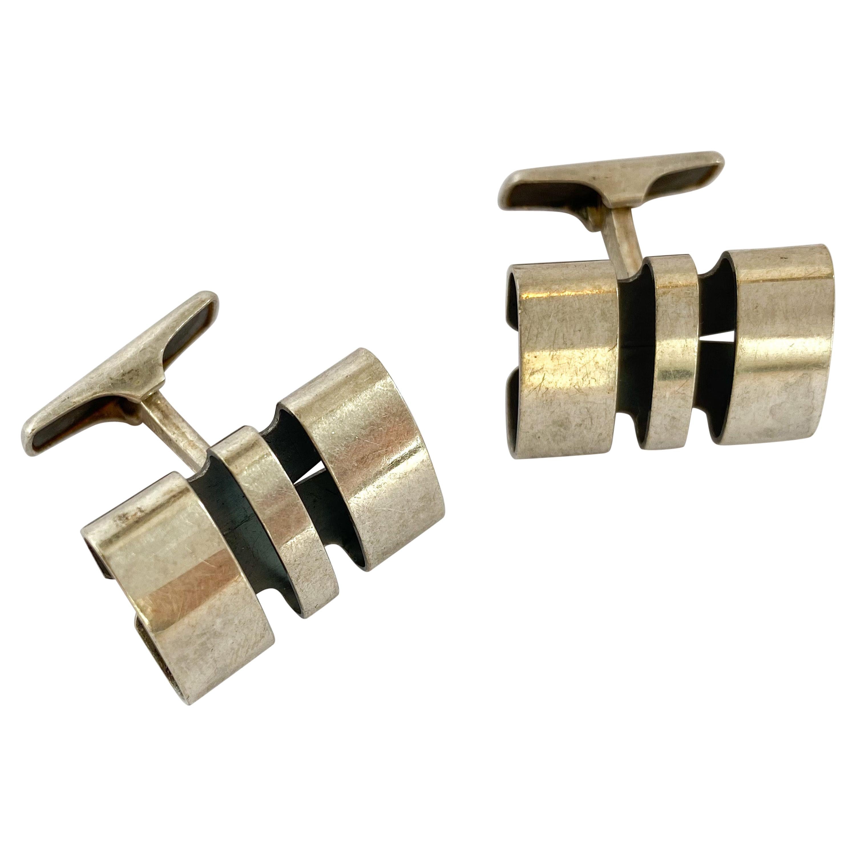 Silver Cufflinks by Elis Kauppi for Kupittaan Kulta, Finland For Sale