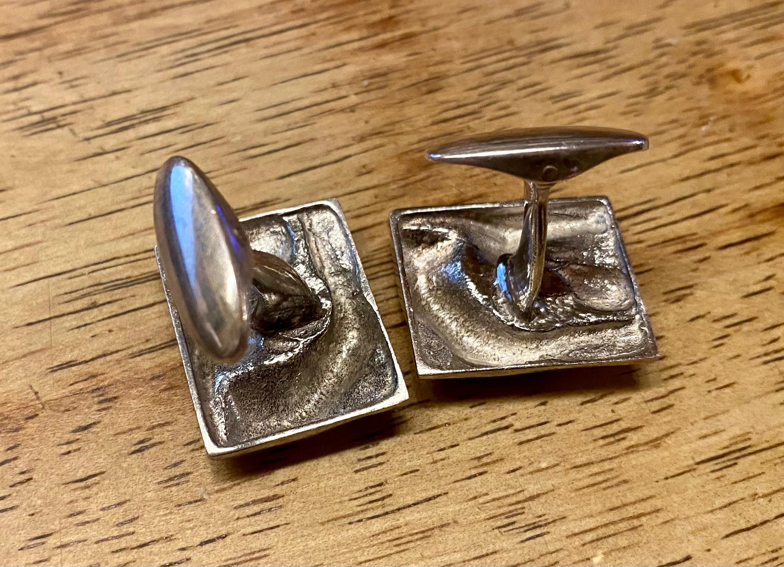 Boutons de manchette en argent de Jalosepot Finlande, 1973. Bon état - En vente à Orimattila, FI