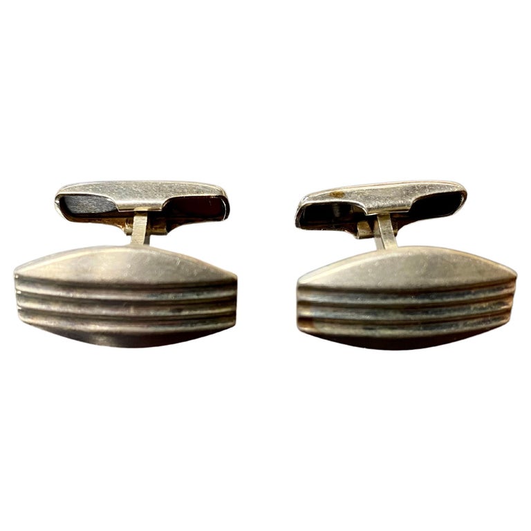 Ancienne Paire De Boutons De Manchette En Argent 835 - État Très Bon