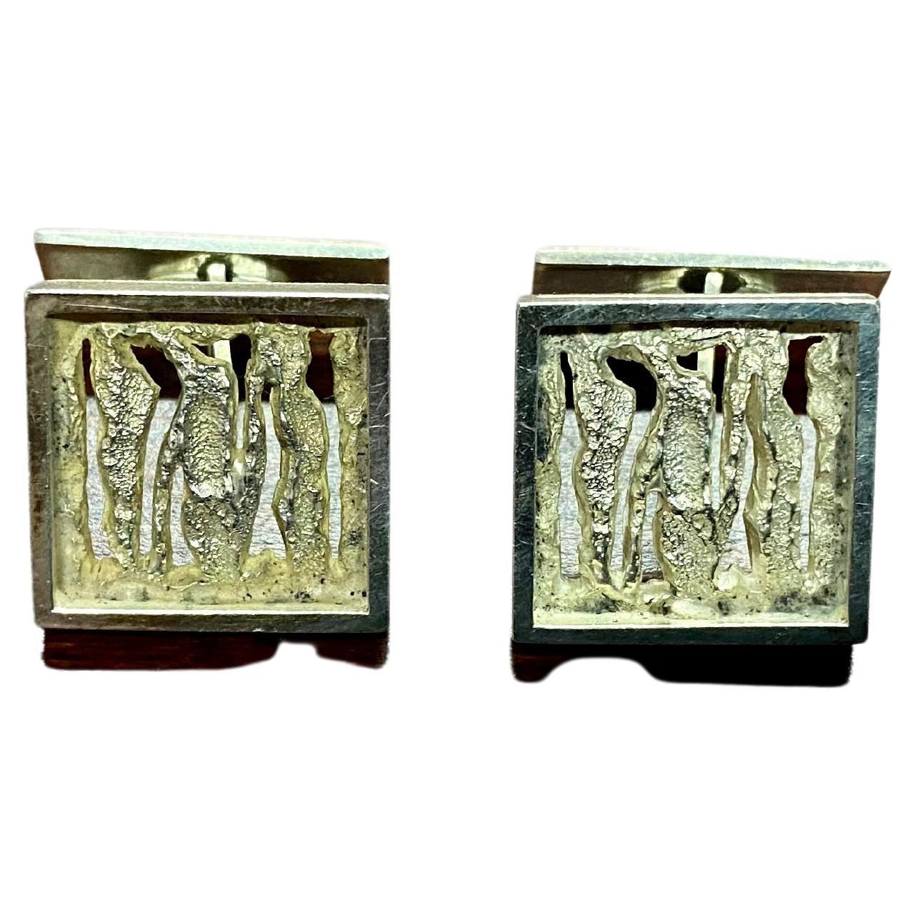 Silver Cufflinks Scandinavian Modern Sweden For Sale