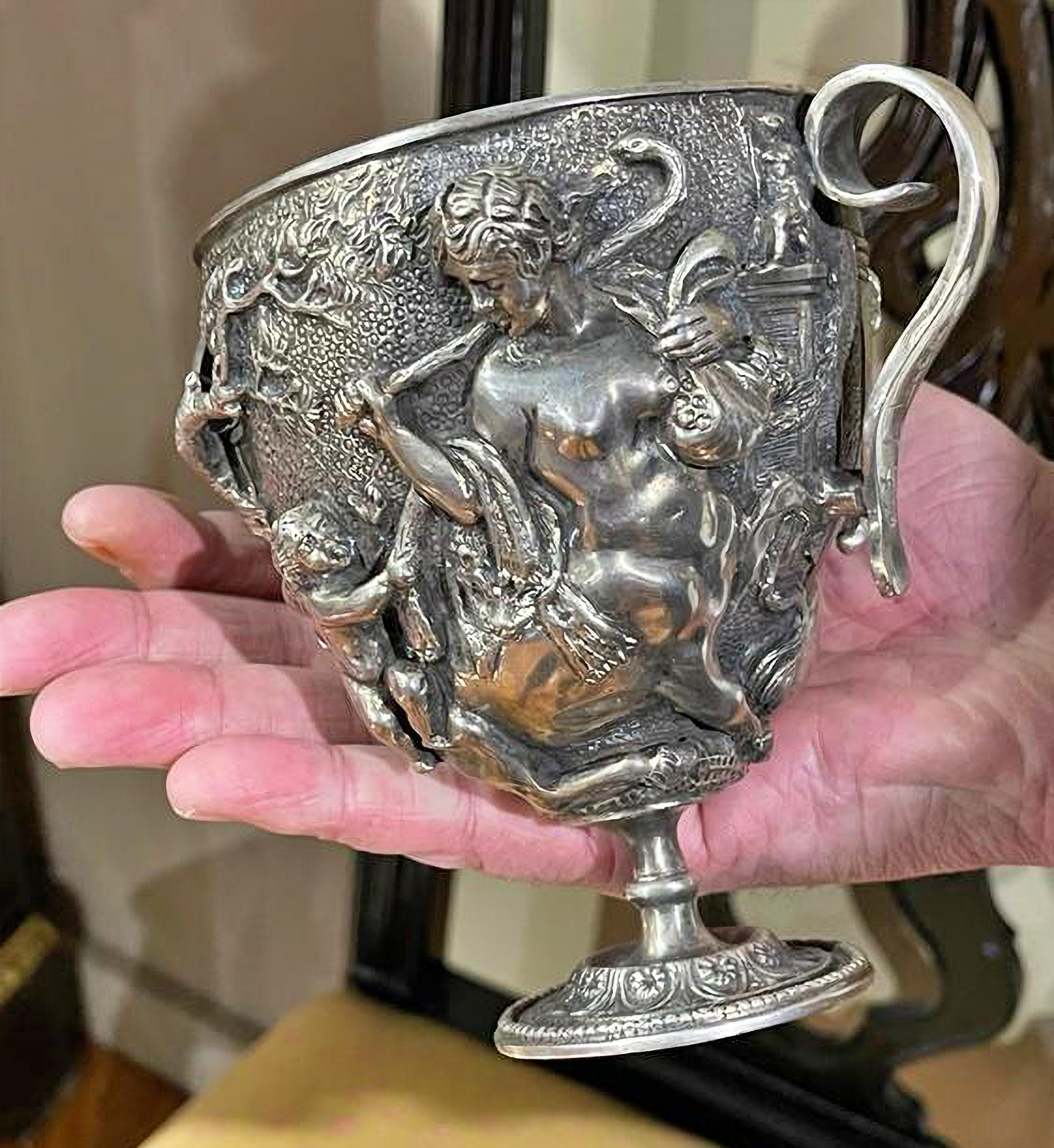 Hand-Crafted SILVER CUP Naples- Italy early 20th Century For Sale