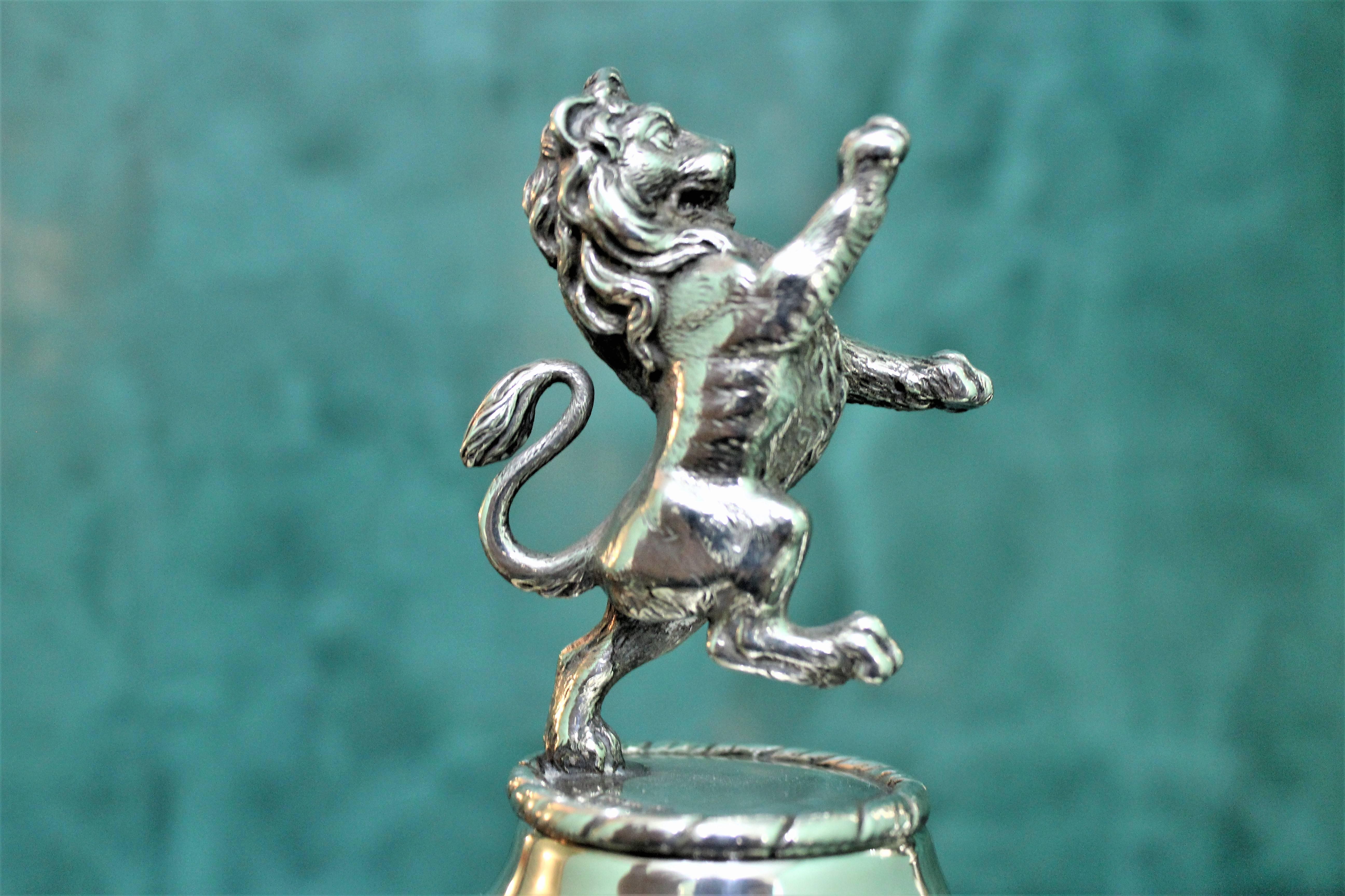 Silver Cup/Trophy, Three Handles and Lion Sculpture, London, 1897 3
