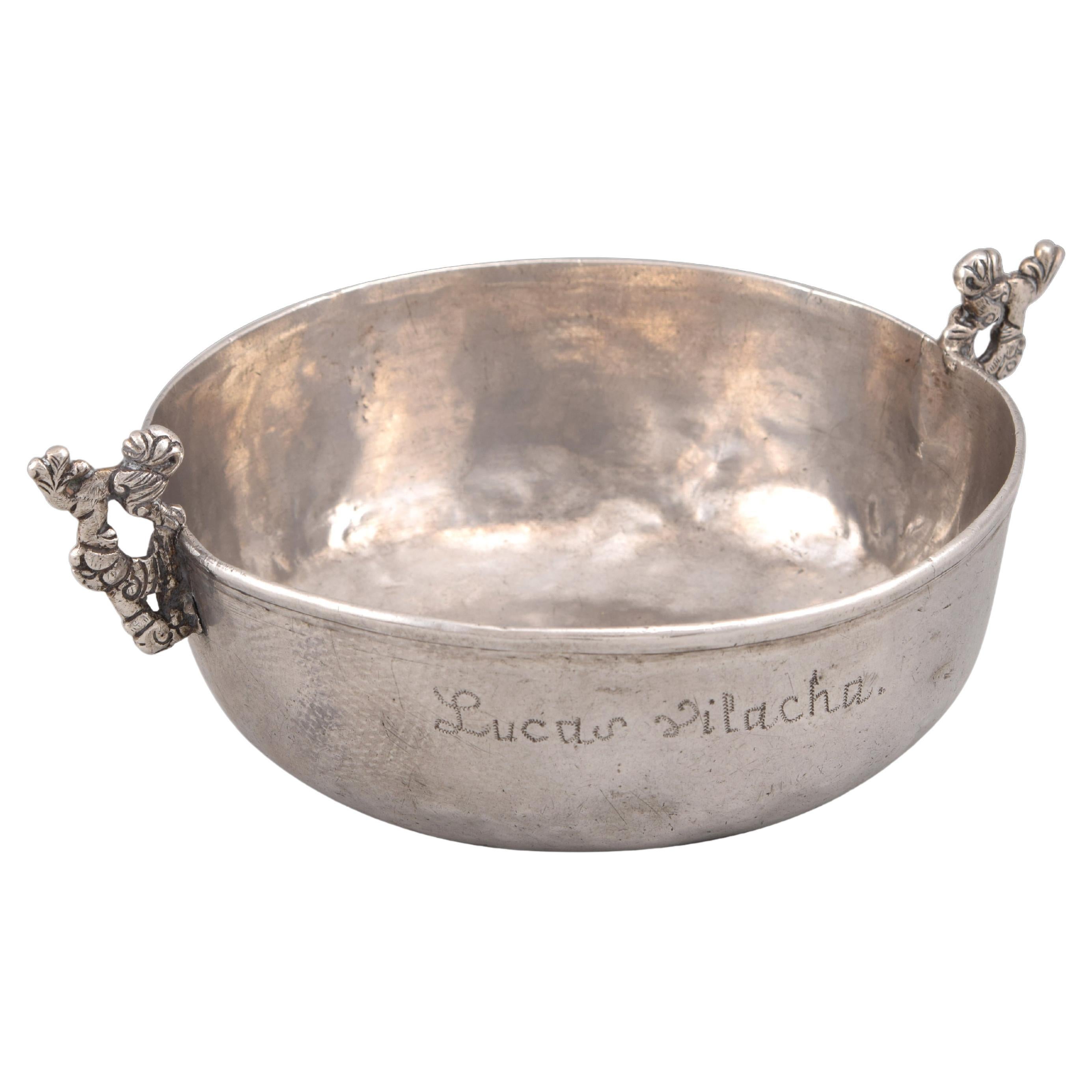 Silver Cup with Property Inscription. Possibly Spanish American, 18th Century For Sale