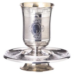 Silver - Cup with silver tray - 19th century