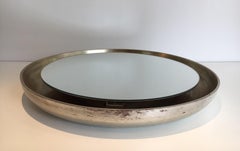Silver Curved Wood Mirror, circa 1950
