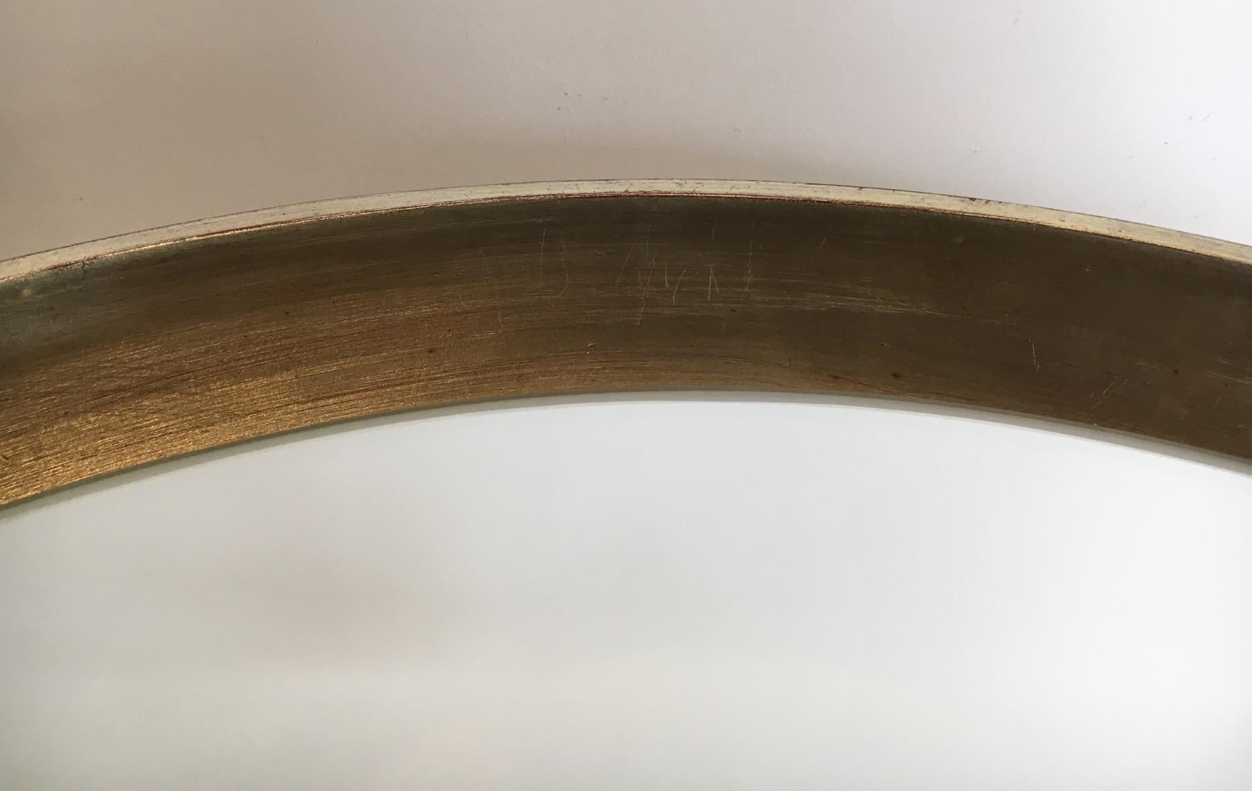 Silver Curved Wood Mirror, circa 1950 For Sale 2
