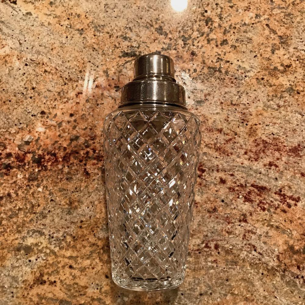 Silver Plate Silver Cut Glass Cocktail Shaker