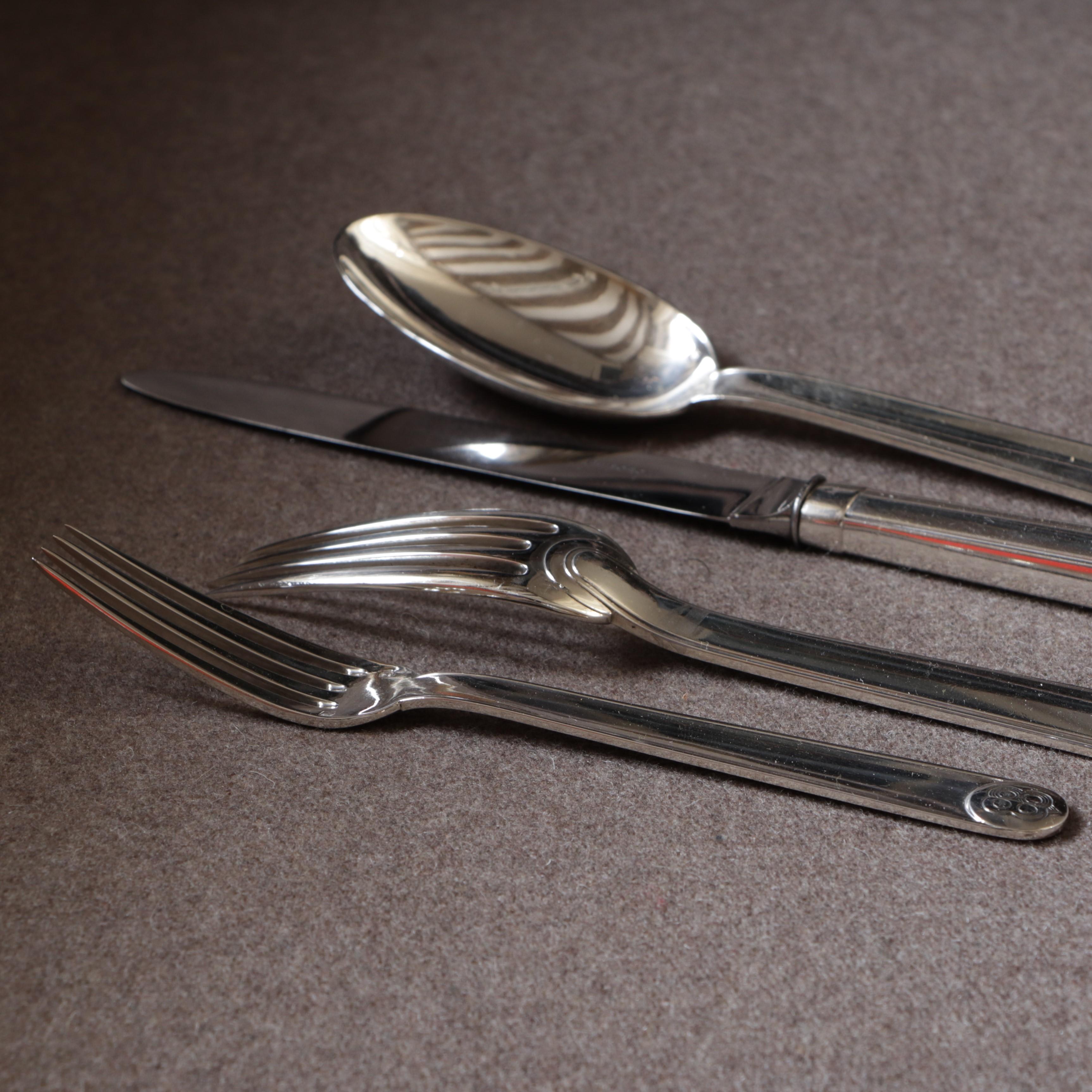 Mid-20th Century Silver Cutlery, Normandy Model, Jean E. Puiforcat