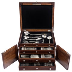 Antique Silver 800 Cutlery Set for 12 People, Düsseldorf, Germany, Late 19th Century