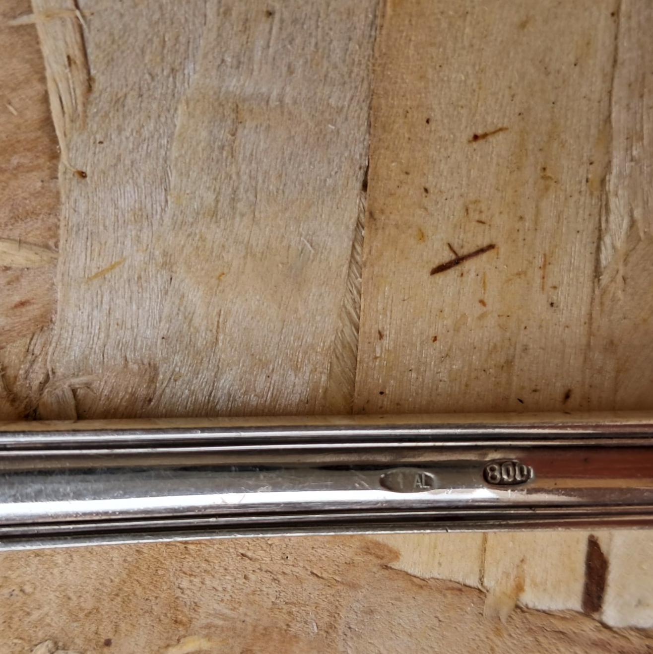 Silver cutlery set with carved wooden box (silversmith A.Cesa S.C., early 20th c 5