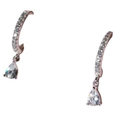 Silver Dainty Hoop Moissanite Earrings 925 Sterling Silver Earrings Gift For Her