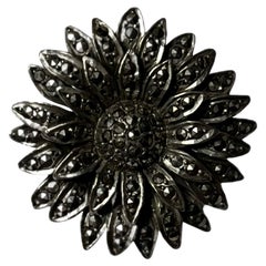 Vintage Silver Daisy with Strass Ring