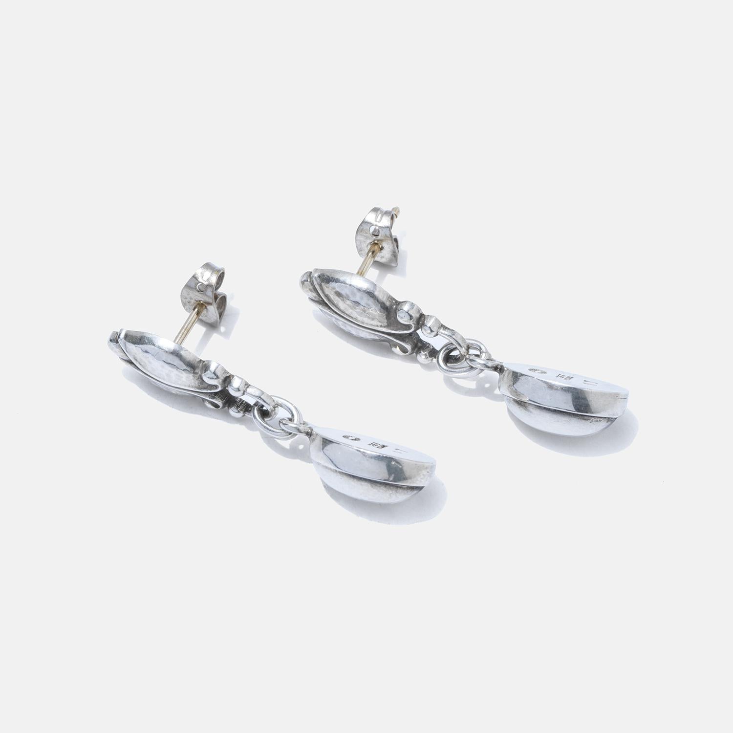 Silber-Ohrringe mit baumelndem Silber von Georg Jensen für Damen oder Herren im Angebot